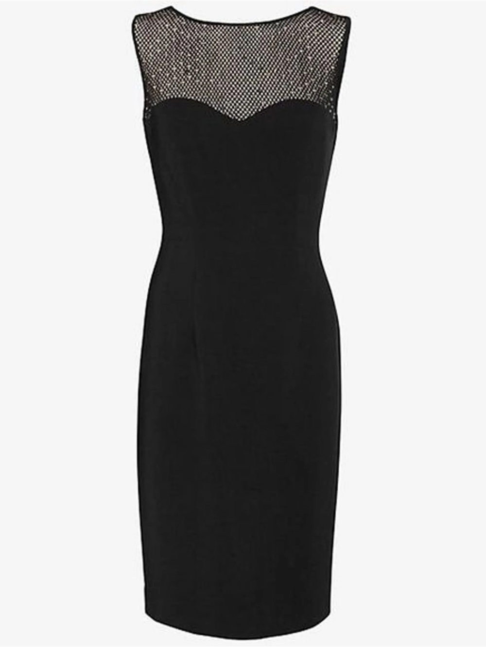 L'Agence Classic Black Sheath Dress Sequin Mesh Yoke